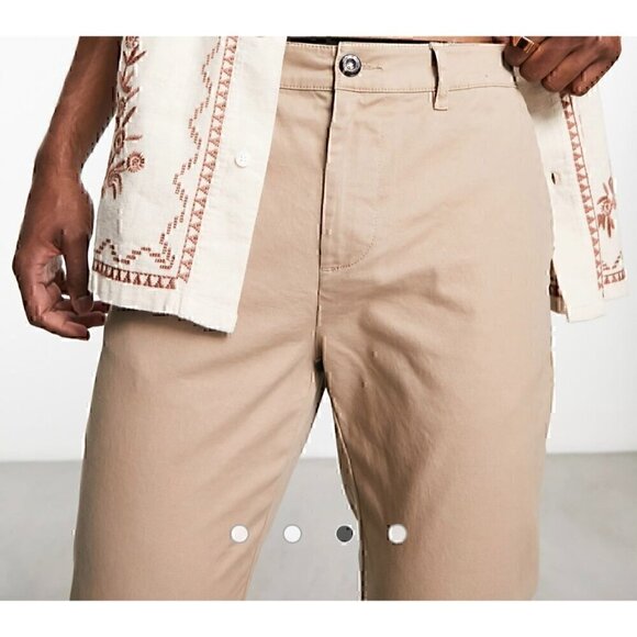 Asos Design Mens Work Wear skinny chino Fit in stone, W34, L32 PANTS - Picture 2 of 11